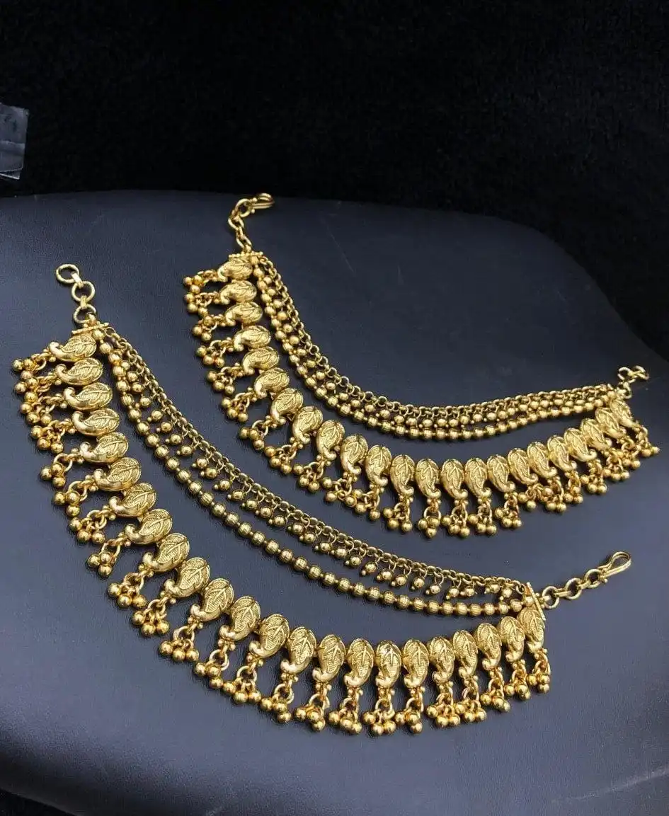 Traditional Motifs with Layered Beads Ear Matal Chain